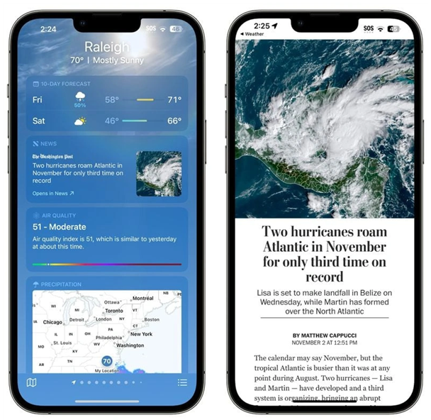 稷山苹果14维修分享iPhone 14手机如何看天气时顺带看新闻 