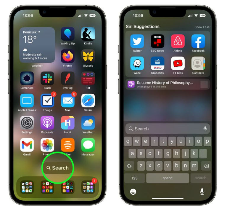 稷山苹果手机维修分享升级到 iOS 16 后，如何删除主屏幕上的搜索按钮 